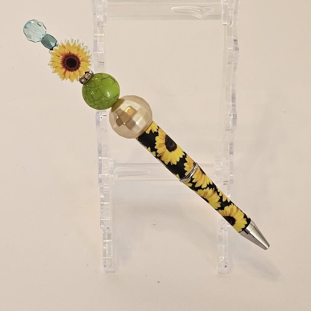 Hand Crafted Halloween Pens Fall & Floral Beaded Set of 3 Ballpoint Black Ink 6